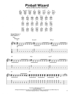 page one of Pinball Wizard (Easy Guitar Tab)