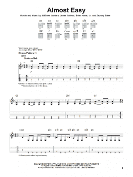 page one of Almost Easy (Easy Guitar Tab)
