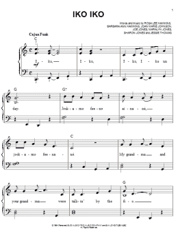 page one of Iko Iko (Easy Piano)