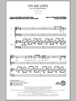 page one of On My Own (from Les Miserables) (arr. Ed Lojeski) (SAB Choir)