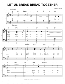 page one of Let Us Break Bread Together (Easy Piano)