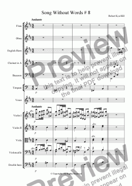 page one of Song Without Words # 8 [ Woodwinds, Strings, CB, Voice]