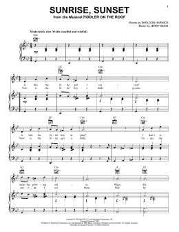 page one of Sunrise, Sunset (Piano, Vocal & Guitar Chords (Right-Hand Melody))