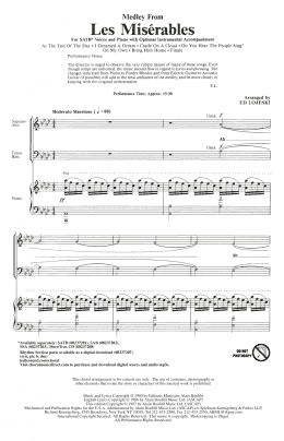 page one of Les Miserables (Choral Medley) (arr. Ed Lojeski) (SATB Choir)