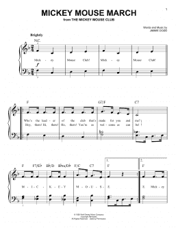 page one of Mickey Mouse March (from The Mickey Mouse Club) (Easy Piano)