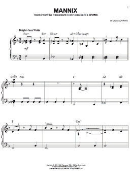 page one of Mannix (Easy Piano)