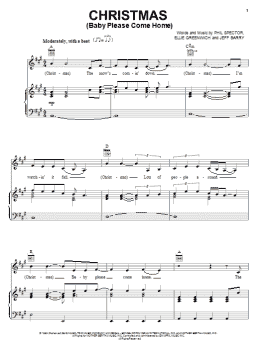 page one of Christmas (Baby Please Come Home) (Piano, Vocal & Guitar Chords (Right-Hand Melody))