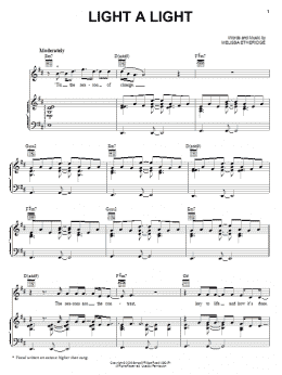 page one of Light A Light (Piano, Vocal & Guitar Chords (Right-Hand Melody))