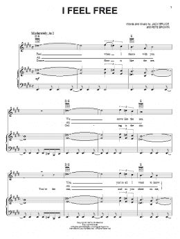 page one of I Feel Free (Piano, Vocal & Guitar Chords (Right-Hand Melody))