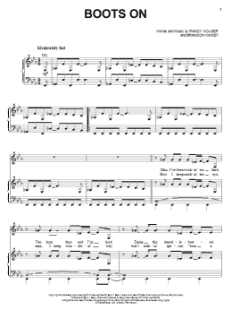 page one of Boots On (Piano, Vocal & Guitar Chords (Right-Hand Melody))