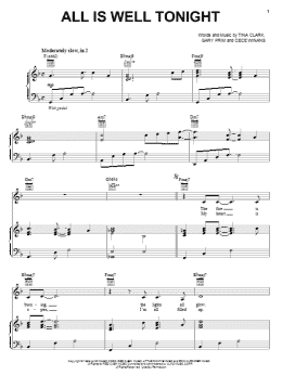 page one of All Is Well Tonight (Piano, Vocal & Guitar Chords (Right-Hand Melody))