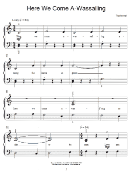 page one of Here We Come A-Wassailing (Educational Piano)
