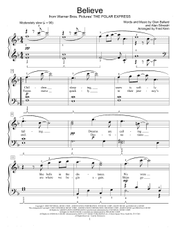page one of Believe (from The Polar Express) (Educational Piano)
