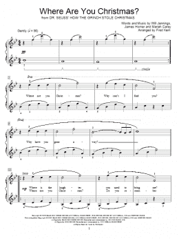 page one of Where Are You Christmas? (arr. Fred Kern) (from How The Grinch Stole Christmas) (Educational Piano)