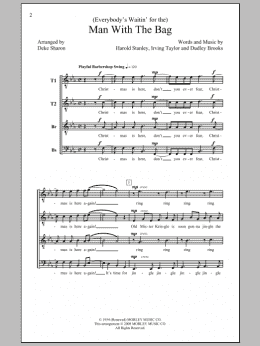 page one of (Everybody's Waitin' For) The Man With The Bag (arr. Deke Sharon) (TTBB Choir)