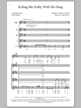 page one of Killing Me Softly With His Song (arr. Deke Sharon) (SSA Choir)