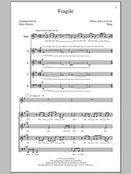 page one of Fragile (SATB Choir)