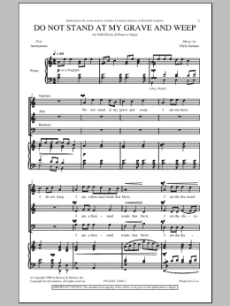 page one of Do Not Stand At My Grave And Weep (SAB Choir)
