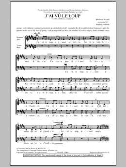 page one of J'ai Vu Le Loup (SATB Choir)