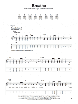 page one of Breathe (Easy Guitar Tab)