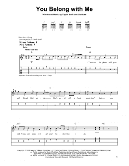 page one of You Belong With Me (Easy Guitar Tab)