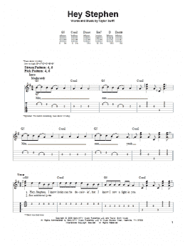 page one of Hey Stephen (Easy Guitar Tab)