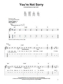 page one of You're Not Sorry (Easy Guitar Tab)