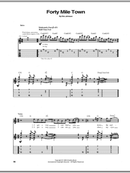 page one of Forty Mile Town (Guitar Tab)