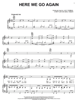 page one of Here We Go Again (Piano, Vocal & Guitar Chords (Right-Hand Melody))