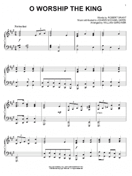 page one of O Worship The King (Piano Solo)