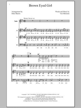 page one of Brown Eyed Girl (arr. Deke Sharon) (SATB Choir)