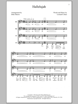 page one of Hallelujah (arr. Deke Sharon) (SSAA Choir)