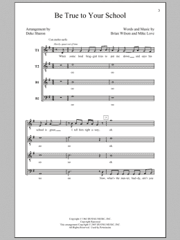 page one of Be True To Your School (TTBB Choir)