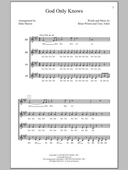 page one of God Only Knows (arr. Deke Sharon) (SSAA Choir)