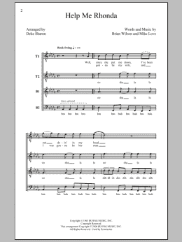 page one of Help Me Rhonda (TTBB Choir)