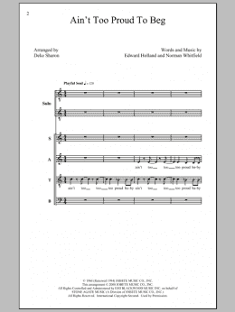 page one of Ain't Too Proud To Beg (arr. Deke Sharon) (SATB Choir)