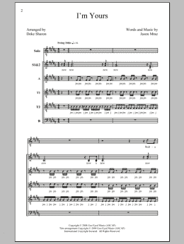 page one of I'm Yours (arr. Deke Sharon) (SATB Choir)
