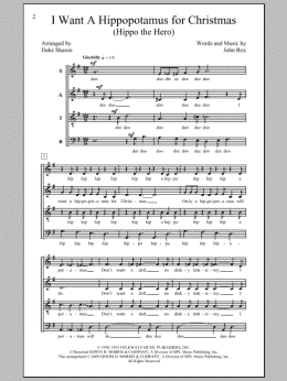 page one of I Want A Hippopotamus For Christmas (Hippo The Hero) (SATB Choir)