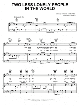 page one of Two Less Lonely People In The World (Piano, Vocal & Guitar Chords (Right-Hand Melody))