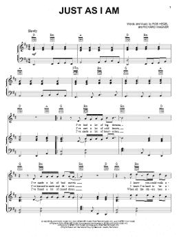 page one of Just As I Am (Piano, Vocal & Guitar Chords (Right-Hand Melody))
