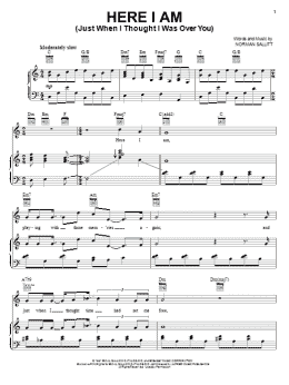 page one of Here I Am (Just When I Thought I Was Over You) (Piano, Vocal & Guitar Chords (Right-Hand Melody))
