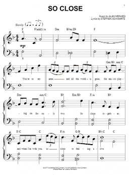 page one of So Close (from Enchanted) (Big Note Piano)