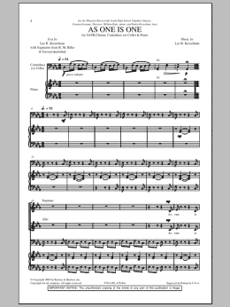 page one of As One Is One (SATB Choir)