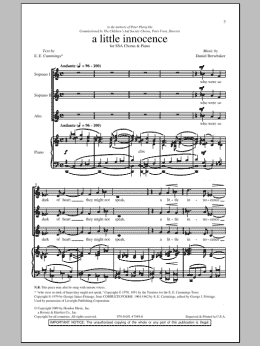 page one of A Little Innocence (SSA Choir)