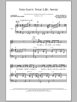 page one of You Gave Your Life Away (SATB Choir)