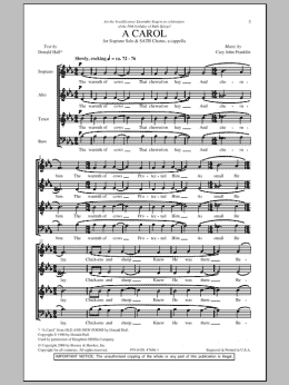page one of A Carol (SATB Choir)