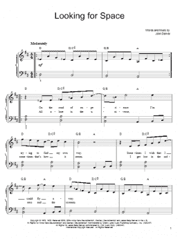 page one of Looking For Space (Easy Piano)