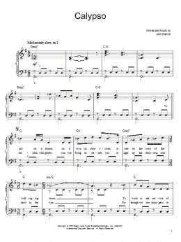 page one of Calypso (Easy Piano)