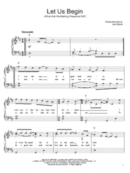 page one of Let Us Begin (What Are We Making Weapons For?) (Easy Piano)