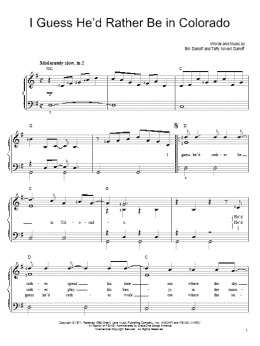 page one of I Guess He'd Rather Be In Colorado (Easy Piano)